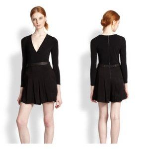 Alice + Olivia Pleated Long Sleeve V-Neck Romper 6
